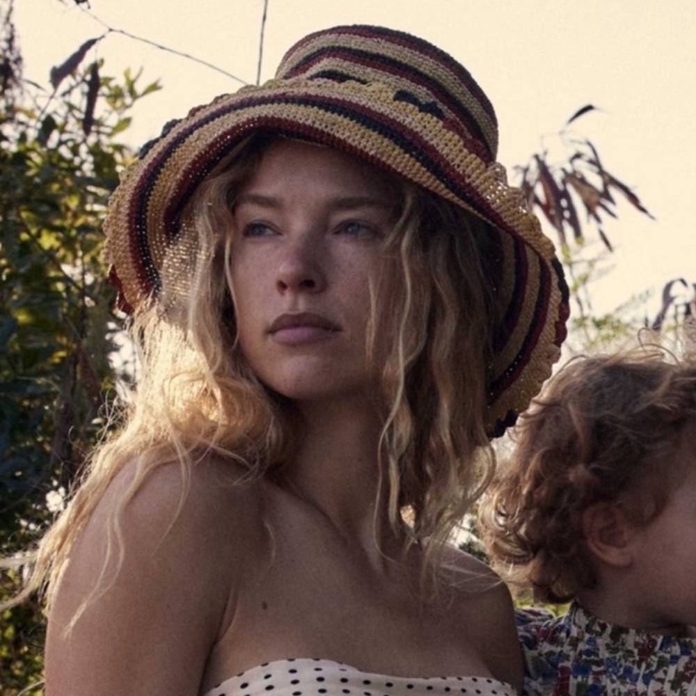 Doen Raffia Stripe Sun Hat in Multicolor